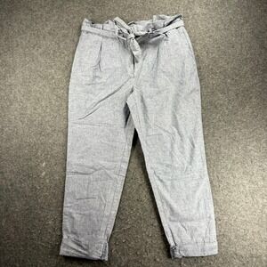 Zara Basic Collection Women's Blue Paperbag Waist Cropped Pants Size M